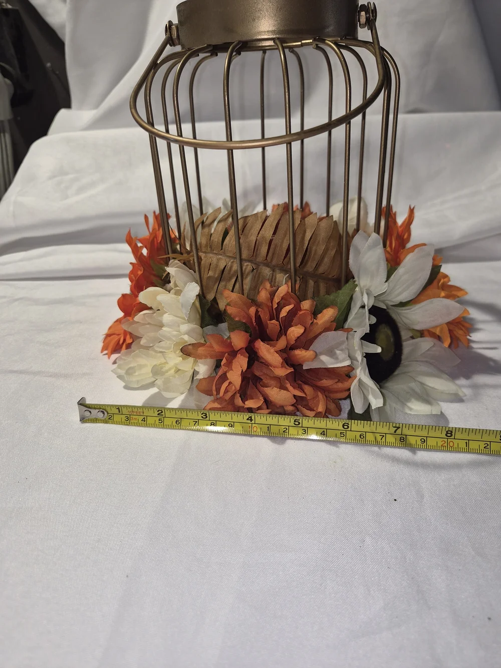 Gold Fall Lantern With Candle Holder And LED